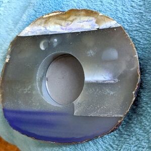 Blue Agate slab tea light candle sphere holder  "phases of the moon" over water